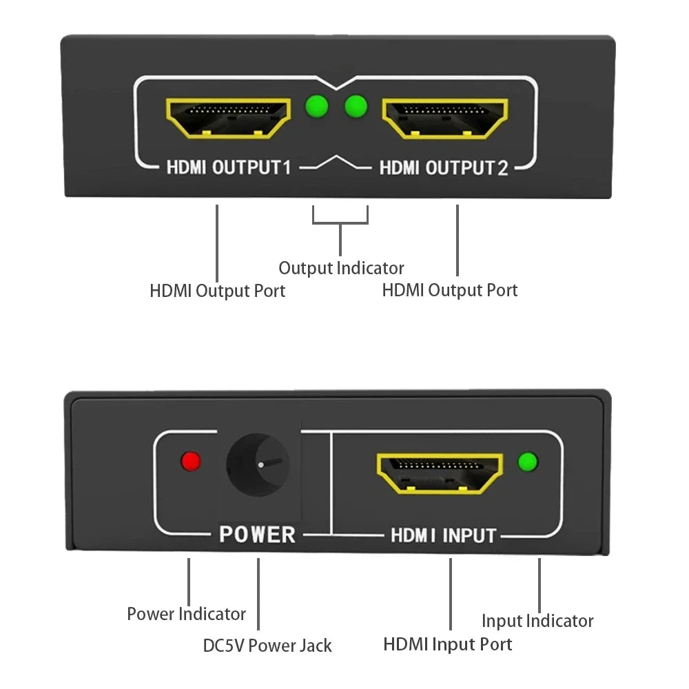 4K HDMI Splitter 1 In 4 Out | Video Distributor for HDTV, PC & Laptop