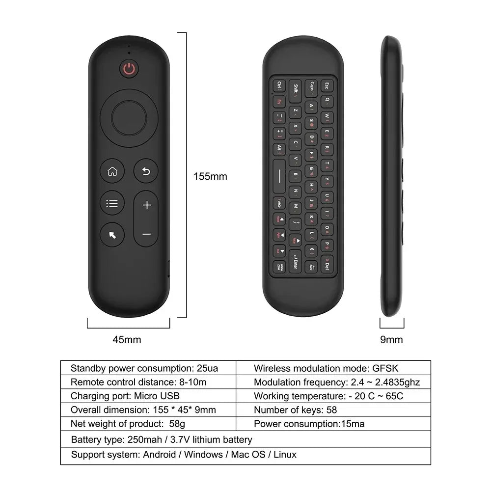 Bluetooth 5.2 Air Mouse & Wireless Keyboard | M5 Voice Backlit Remote Control