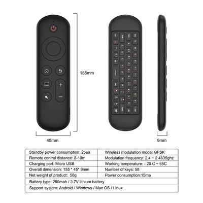 Bluetooth 5.2 Air Mouse & Wireless Keyboard | M5 Voice Backlit Remote Control