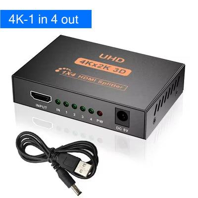 4K HDMI Splitter 1 In 4 Out | Video Distributor for HDTV, PC & Laptop
