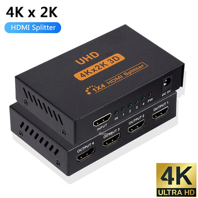 4K HDMI Splitter 1 In 4 Out | Video Distributor for HDTV, PC & Laptop