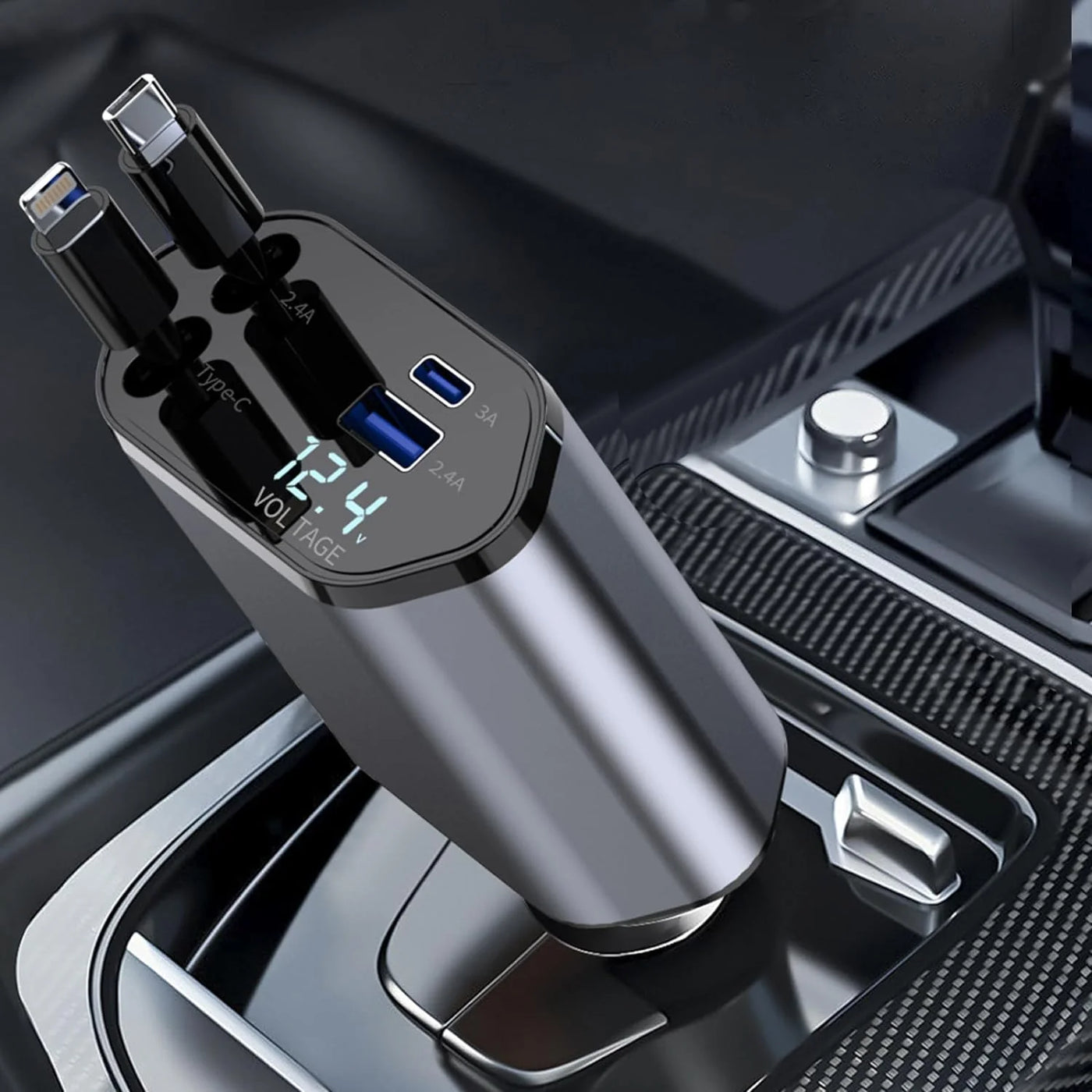 USB-C Retractable Car Charger
